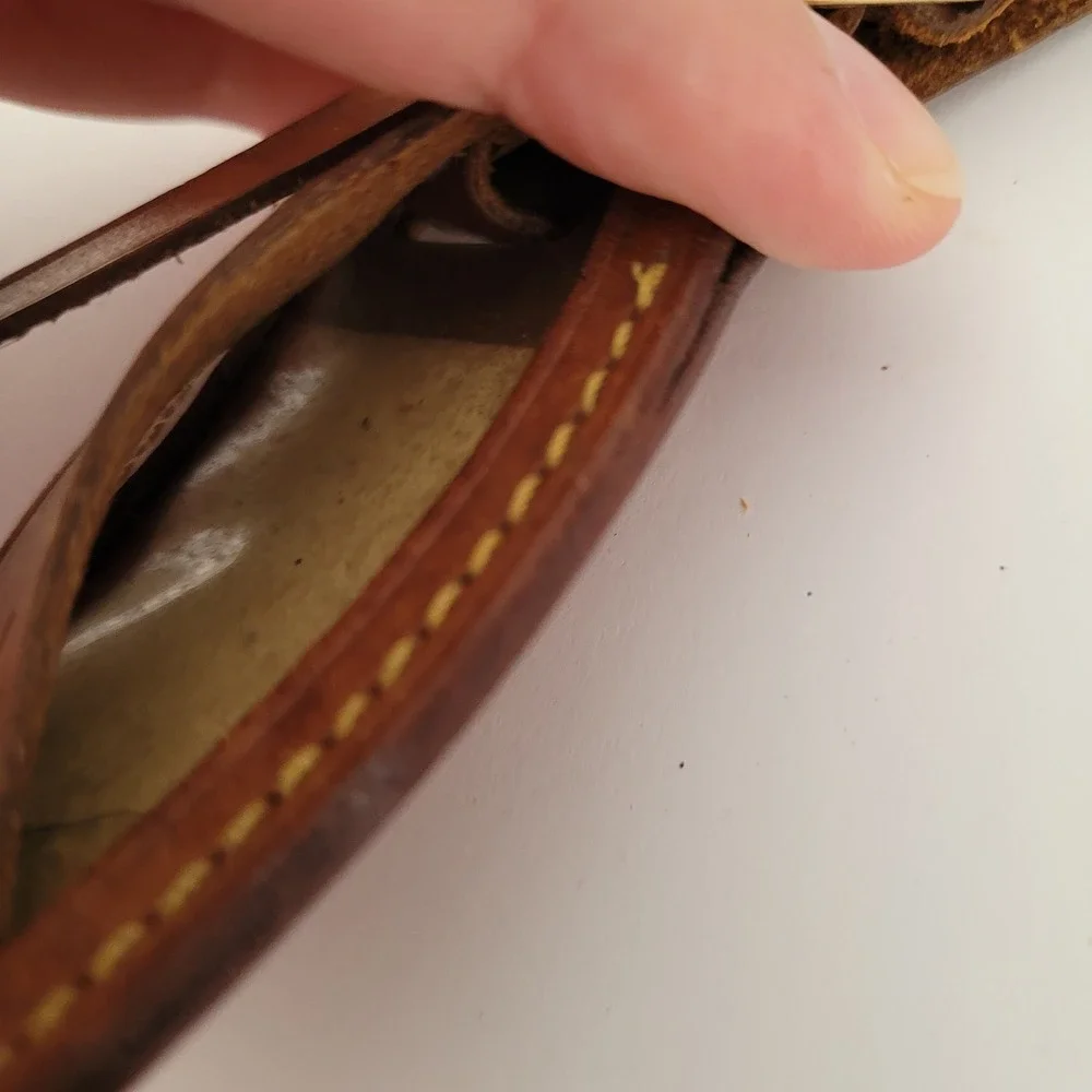 Louis Vuitton Vintage Vachetta Leather Luggage Tag Brown Gold Buckle Made France